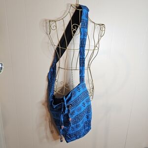 Tribe Azure Fair Trade Hobo Bag Cotton Canvas Large Messenger Shoulder